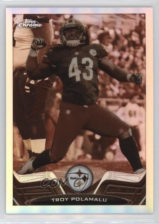 2013 Topps Chrome Sepia Refractor 90/99 Troy Polamalu #123 HOF 1by