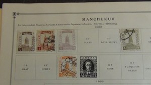 Stampsweis Manchukuo collection on various pages stock est 51 or so stamps 