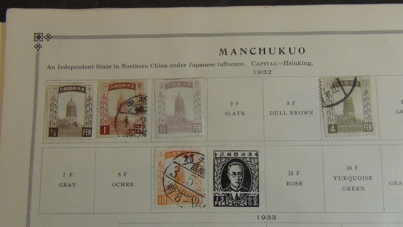 Stampsweis Manchukuo collection on various pages stock est 51 or so stamps 