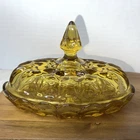 Vintage MCM Amber Glass Oval Butter Dish w/ Lid Anchor Hocking Fairfield Server