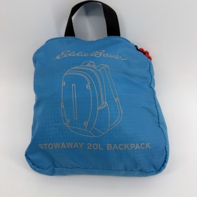 Eddie Bauer Stowaway 20L Backpack Packable Light Blue Zip Closure Daypack