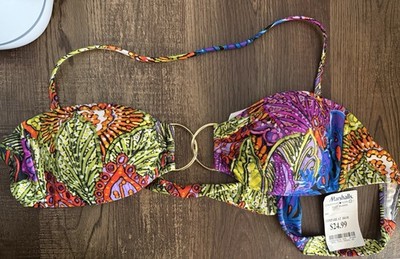 NWT ABS Allen Schwartz bikini top size 10 multicolor leaf swim wear