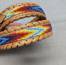 vintage USA made BEADED native american 30 buckle belt SOUTHWESTERN indian
