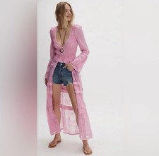 NWT  Free People Intimately Sweet Saloon Pink Lace Mesh Floral Bodysuit  XS