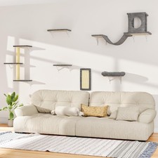 Wall Mounted Cat Furniture, 6 Pcs Cat Wall Shelves with Condo House, Bridge, ...