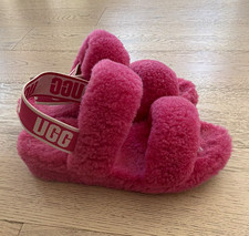 UGG Fluff Yeah Pink Shearling Slingback Open Toe Slippers Women  s US 7