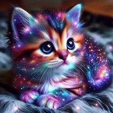 Cat Diamond Art Painting Kits,5D Full Round Drill Fluorescent Cat Diamond Art