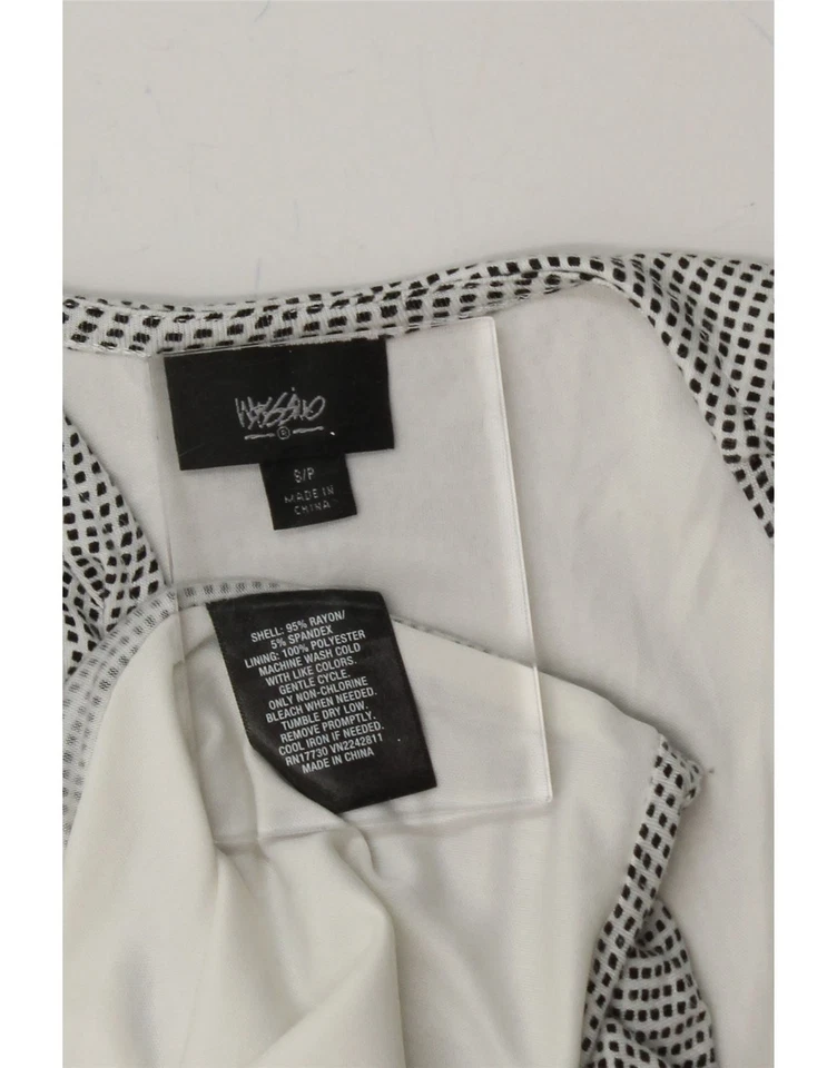 Vestido ceñido al cuerpo sin mangas MOSSIMO para mujer Reino Unido 8 pequeño blanco manchado rayón NK05 Foto 3 de 3