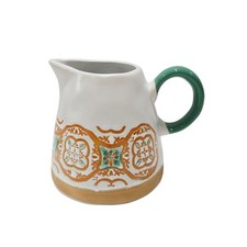 In Homestylez Boho Mediterranean Pressed Design Creamer Terra Cotta Green Color