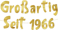 "60. Geburtstag Girlande \"GroßArtig Seit 1966\" Gold Glitzer – Geburtstagsdeko, De"