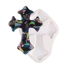 O.D.10"x 7.5 D.1.5"Cross Frit Casting Mold Glass Fusing