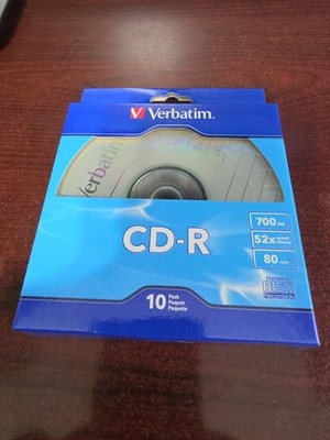 NEW 10 Pack Verbatim CD-R - 700MB 52x Speed 80 Minutes FACTORY SEALED +See Desc