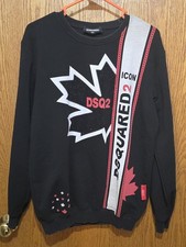 Dsquared2 ICON Sweatshirt Mens XXL Black DSQ2 Maple Leaf Made in Italy