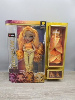 2022 Rainbow High MEENA FLEUR Fashion Doll Series 4 Saffron Gold Outfits NEW
