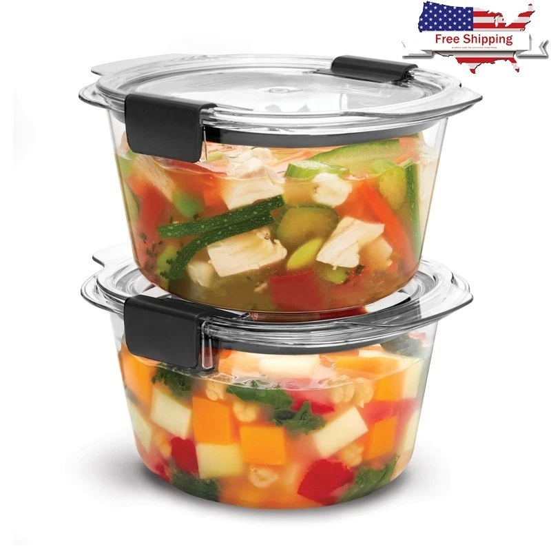 Airtight Leak Proof Food Storage Containers 2 Pack Microwave Safe BPA Free New