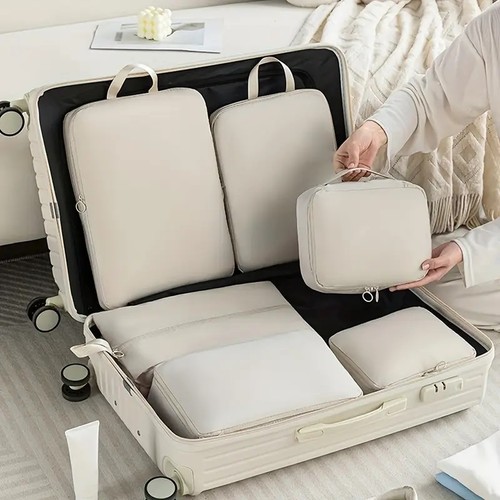 6 Set Compression Bags Organiser Suitcases Packing Cubes Travel Storage Luggage