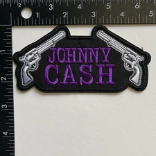 Johnny Cash Country Music Embroidered Iron On Patch Purple