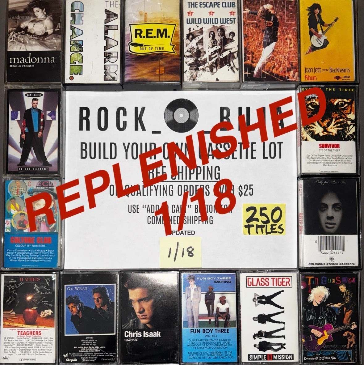 ALL $5 80's-90's ROCK POP BUY 5 & GET FREE SHIPPING BUILD YOUR CASSETTE TAPE LOT