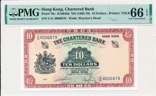Chartered Bank Hong Kong $10 ND(1962-70)  PMG  66EPQ