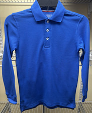 French Toast Pique Polo Long Sleeve Royal Blue Shirt Kids Size Medium 8 New