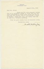 Booth TARKINGTON / Typed Note Signed / Unsigned Portrait