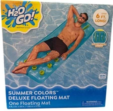 Summer Colors Deluxe Floating Mat 6'2" Long and 28" Wide Comfortable Pillow NEW!