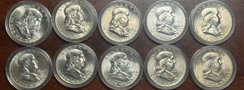 BU  Franklin Half Dollars.  # 10  coin lot. Winner gets all ten