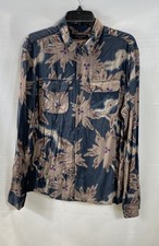 Camicia AllSaints Shonto LS stampa floreale con bottoni viscosa blu marrone taglia M