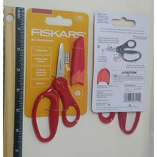 2 PACK Pointed-tip Kids Scissors Fiskars 5 in. with Sheath Safety-Edge Red ag 4