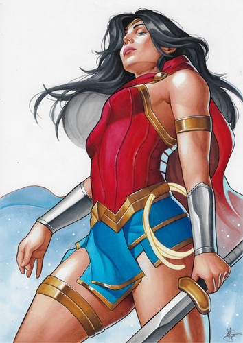 💥Wonder Woman (09"x12") original comic art by Maria Garibalde - TramaStudio💥