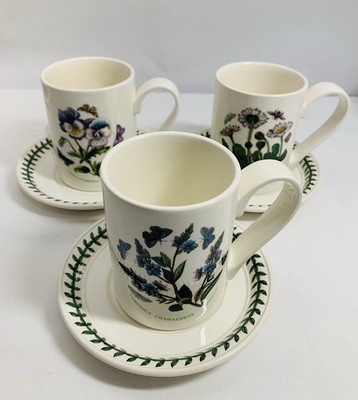 Portmeirion Botanic Garden Viola Hybridia 4 Mug Saucer Sets (3)