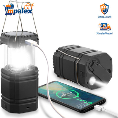 Solar LED Laterne 3000mAh Akku Wasserdicht Faltbar Campingleuchte