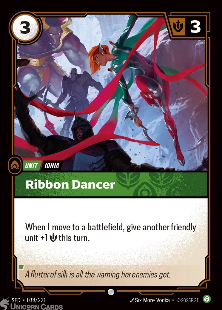 038/221 Ribbon Dancer : Common Foil Riftbound TCG Card : Spiritforged