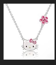 Sanrio Hello Kitty OCTOBER Pink Birthstone Necklace Silver plate NIB