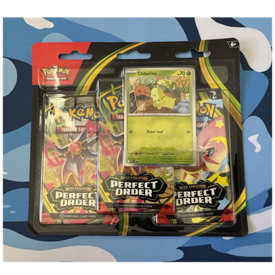 Pokemon TCG Perfect Order Mega Evolution 3-Pack Blister Chikorita Promo