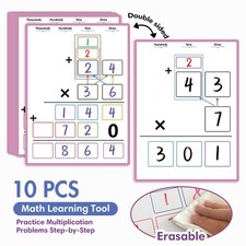 10x Multiplication Steps Chart Dry Erase Students Classroom Educational Reusable
