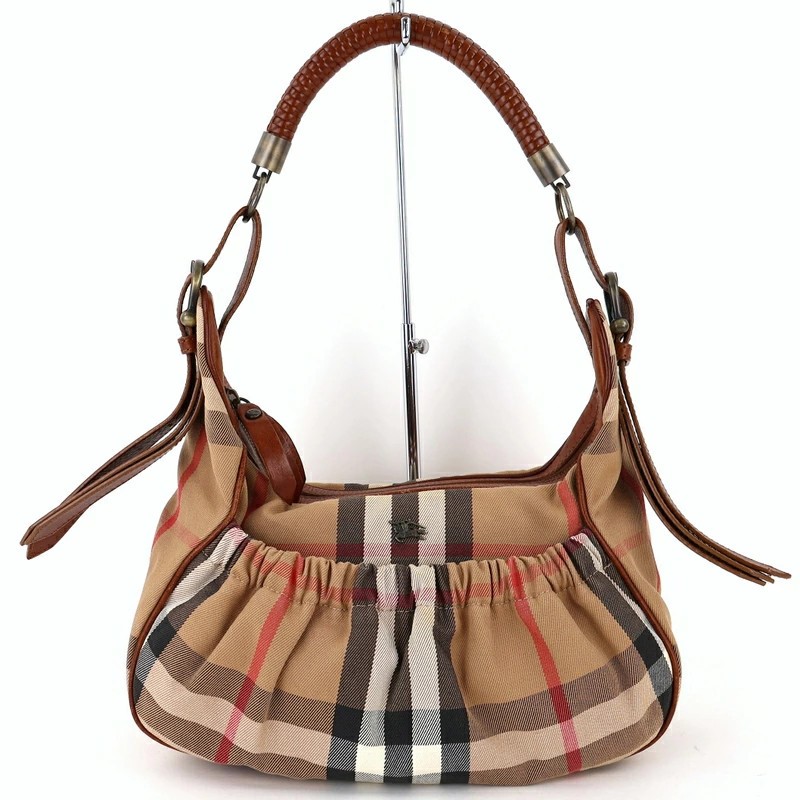 Borsa a tracolla Burberry Prorsum Nova Check beige marrone tela vintage...