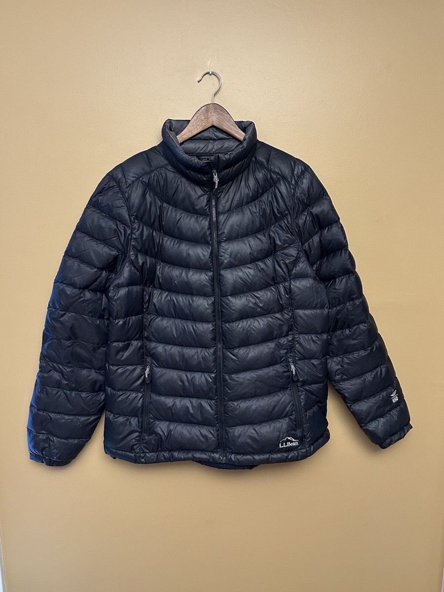 LL Bean Women's Ultralight 850 Down Jacket Large Premium Nylon Shell Black