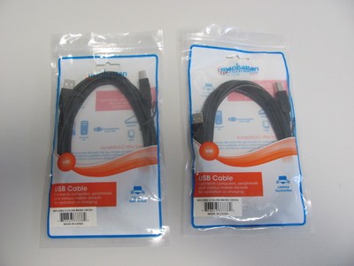 2 Stk. Manhattan USB 2.0 Cable / Kabel AM-BM Blk - 10ft / 3m