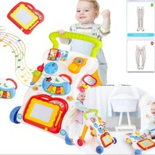 2 In 1 First Steps Baby Walkers Sounds Music and Lights Fun Push Along Walker