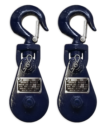 (2 pack) 2 Ton Snatch Block w/ Swivel Hook, 3'' Sheave (for 3/8'' wire rope)