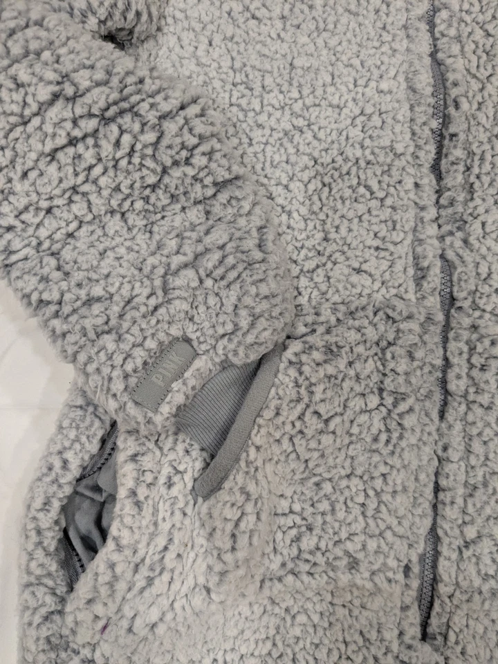 Pijama Victoria's Secret ROSA Sherpa polar de una pieza con capucha gris salón XS Foto 2 de 4