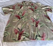 Paradise Found Mens XL Hawaiian Shirt Red Ginger Pattern Made in USA