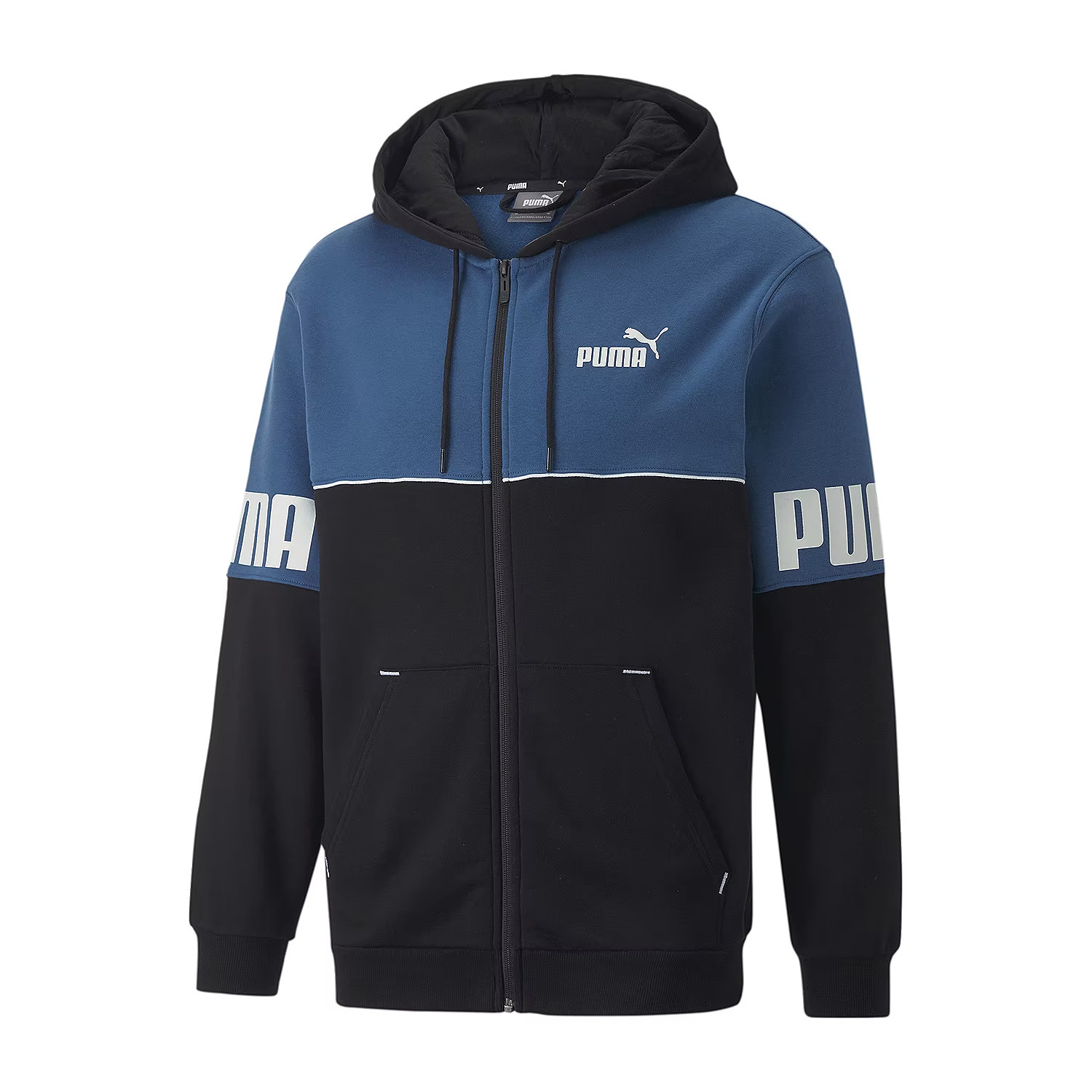 Мужская флисовая толстовка Puma Lake Blue Power с капюшоном на молнии - S