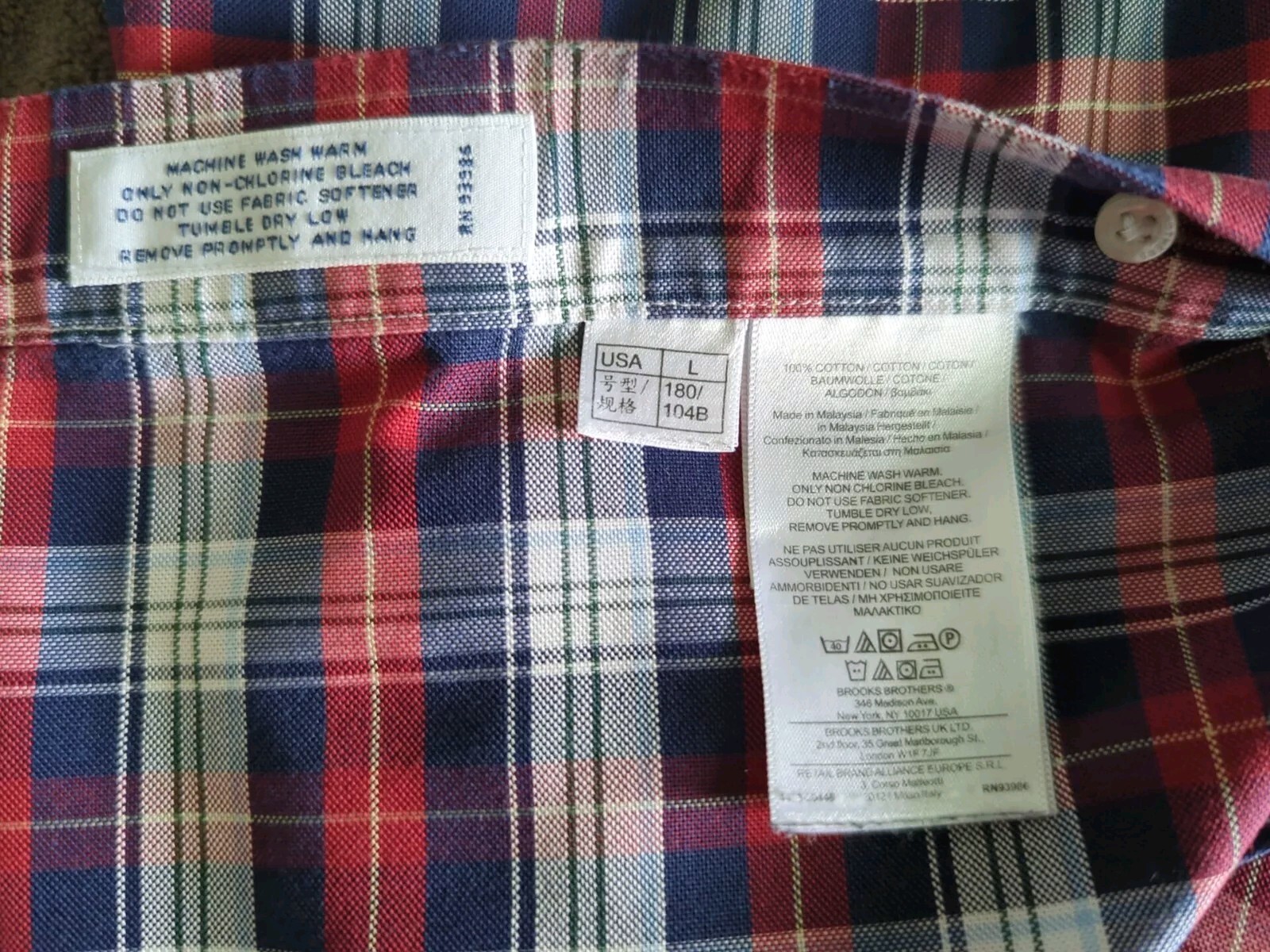Brooks Bro. Button Down SS Shirt Mens L 100% American Supima Cotton ...