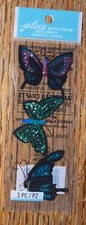 Jolees Mini Butterflies Blue Pink Green Glittery Butterfly Scrapbook Sticker 4x2