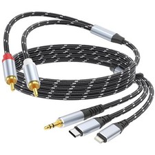3.5mm to RCA Cable, Lightning to RCA Male to Aux Audio Adapter HiFi Sound Hea...