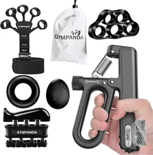 Gympanda Hand Grip Strengthener Kit - 6 Pack, Ergonomic Grip Strength Trainer wi