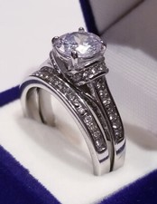 CLEARANCE 2.50 Ct LC Moissanite Engagement Ring wedding Set Stainless steel