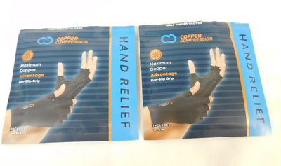 Copper Compression Gloves HALF FINGER LEFT HAND ONLY Size Medium- QUANTITY OF 2